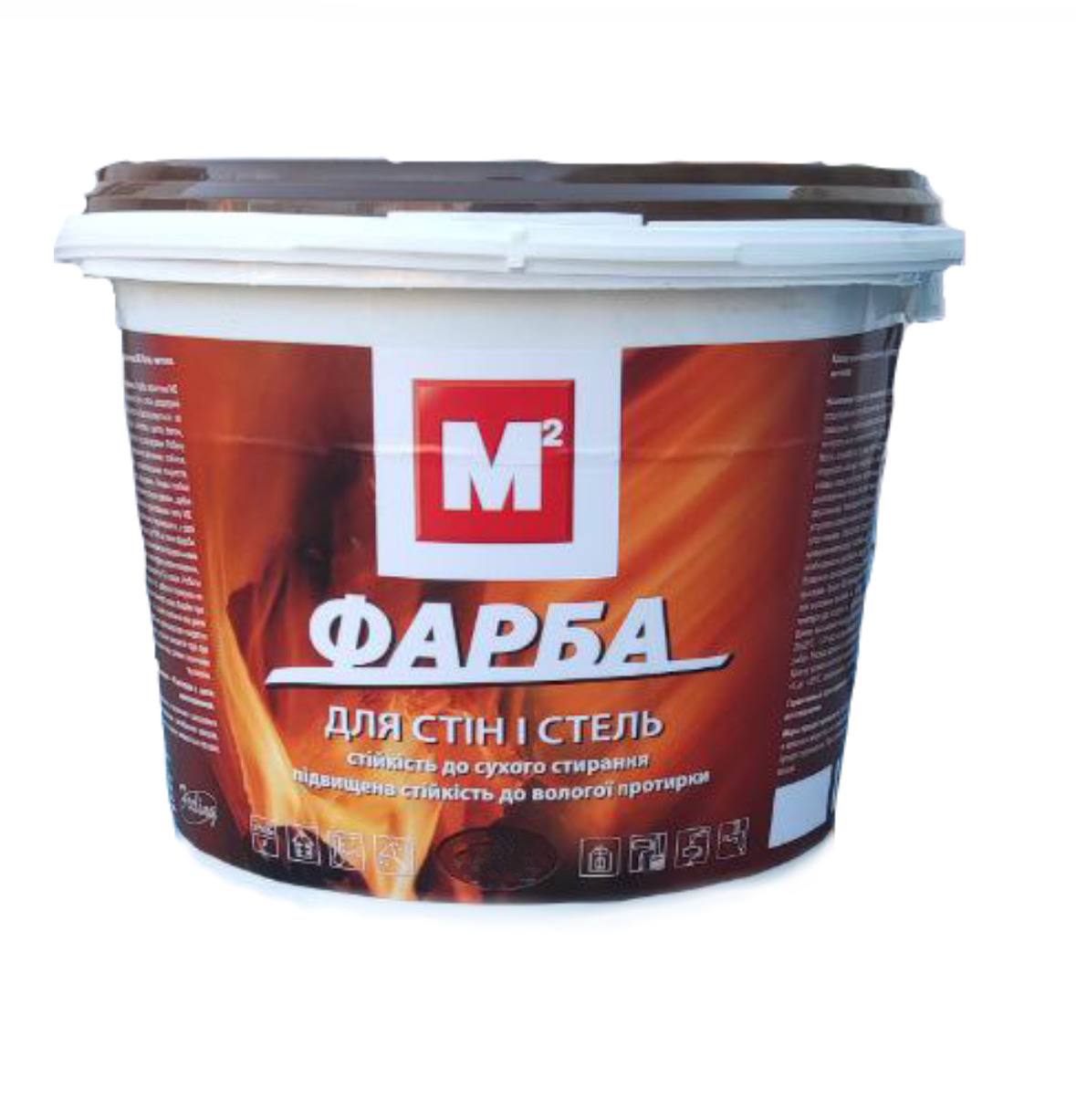 Фарба акрилова для стін і стель М2, біла, 14 кг